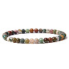 4mm Round Natural Indian Agate Beads Bracelet for Men X-KG3069-20-1