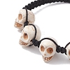 Halloween Synthetic Turquoise Skull Braided Bead Anklets for Women Men AJEW-AN00712-2