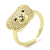 Bear Cubic Zirconia Open Cuff Rings RJEW-K247-03G-3