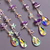 Natural Amethyst Chips & Metal Sun Moon Suncatchers HJEW-F027-12-4