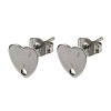 Non-Tarnish 304 Stainless Steel Heart Stud Earring Findings X-STAS-R063-37-1