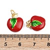 Brass Enamel Fruit Apple Charms KK-I377-04G-B-4