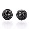 Rack Plating Brass Cubic Zirconia Beads ZIRC-S001-6mm-A01-3