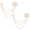 2Pcs Alloy & Plastic Imitation Pearl Flower Hanging Chain Brooches FIND-LP0001-62-1