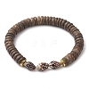 Natural Coconut Rondelle Beaded Stretch Bracelets BJEW-JB10250-01-2