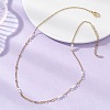 304 Stainless Steel with White Round Shell Pearl Handmade Link Chain Necklaces NJEW-JN05990-1