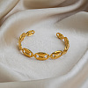 304 Stainless Steel Coffee Bean Open Cuff Bangles for Women GC3572-3