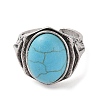 Oval Synthetic Turquoise Cuff Rings RJEW-B107-13AS-01-3