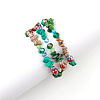 3Pcs Bohemia Style Natural Turquoise & Glass Beaded Stretch Bracelets for Women BJEW-S178-03-1