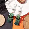 Dyed Synthetic Turquoise Tassel Pendants Earrings EJEW-TA00420-2