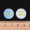 Brass Elder Futhark Alphabet Engraved Symbol Flat Round Opalite Rune Stones G-I373-01O-4