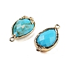 Synthetic Turquoise Faceted Teardrop Connector Charms G-B081-03G-06-2