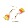 Candy Corn Handmade Lampwork Dangle Earrings EJEW-JE05869-4