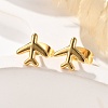 304 Stainless Steel Tiny Airplane Stud Earrings with 316 Stainless Steel Pins for Women EJEW-J043-01G-1