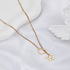 1Pc Letter & Heart Stainless Steel Lariat Necklaces for Women NJEW-LP0002-87G-W-3