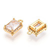 Brass Micro Pave Clear Cubic Zirconia Charms KK-S354-241-NF-2