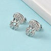 Brass Micro Pave Clear Cubic Zirconia Stud Earrings EJEW-A145-03A-P-2