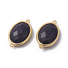 Golden Tone Brass Synthetic Blue Goldstone Links connectors LS-G-F339-A10-2