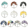10Pcs 10 Styles Chakra Natural Mixed Stone Tree fo Life Pendants G-YW0002-31-1