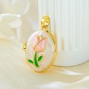Brass Enamel Locket Pendants KK-F912-05C-G-1