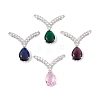 Rack Plating Brass Micro Pave Cubic Zirconia 2-Loop Pendants KK-C019-02P-1