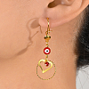 Fashionable Brass Heart with Evil Eye Tassels Hoop Earrings VN7480-1