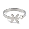 Non-Tarnish Constellations 304 Stainless Steel Open Cuff Ring for Women RJEW-L122-001P-10-2