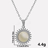 304 Stainless Steel Pave Natural White Shell Sun Pendant Necklaces WM7741-2-1