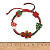 Adjustable Handmade Lampwork Christmas Tree Gift Box Gingerbread Man Braided Bead Bracelets for Women BJEW-TA00753-4