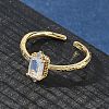 Rectangle Brass Micro Pave Cubic Zirconia Cuff Rings RJEW-Z111-04G-5