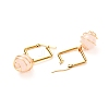 Copper Wire Wrapped Natural Rose Quartz Dangle Earrings for Women EJEW-JE04629-01-3