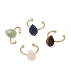 Natural Green Aventurine/Lapis Lazuli/Tiger Eye/Rose Quartz  Cuff Open Rings RJEW-JR01105-2