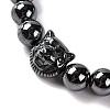 Round & Tiger Head Synthetic Non-magnetic Hematite Beaded Stretch Bracelets for Women BJEW-Q345-03-2