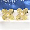 Flower Brass Stud Earrings EJEW-F358-03C-G-1