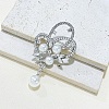 Floral Alloy Rhinestone Brooches PW-WG95634-02-1