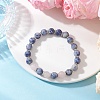 Frosted Natural Mixed Gemstone Round Beaded Stretch Bracelets for Women Men BJEW-JB12471-02-1