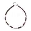 Natural Coconut Column and Shell Pearls Bead Necklaces for Women NJEW-JN04666-4