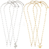 6Pcs 2 Colors 304 Stainless Steel Paperclip Chain Necklaces NJEW-SC0001-58A-1