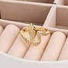 Rack Plating Brass Micro Pave Clear Cubic Zirconia Cuff Rings for Women RJEW-M028-108G-3