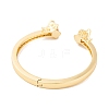 Dragon Brass Pave Clear Cubic Zirconia Open Cuff Bangles with Glass for Women BJEW-S147-28A-G-3