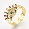 Adjustable Brass Micro Pave Cubic Zirconia Finger Rings RJEW-S044-026-1