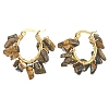 Natural Tiger Eye Chips Braided Hoop Earrings EJEW-JE04940-07-1