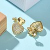 Brass Micro Pave Clear Cubic Zirconia Stud Earrings for Women EJEW-U034-01G-01-3