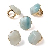 Natural Flower Amazonite & Alloy Finger Rings for Women RJEW-G375-01G-06-4