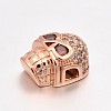 Fashionable Brass Micro Pave Cubic Zirconia Skull Hollow Beads ZIRC-J009-03RG-2