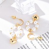 Brass ABS Plastic Pearl Dangle Stud Earrings EJEW-U040-19G-3