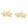 Crown Brass Micro Pave Cubic Zirconia Stud Earrings EJEW-L270-21G-1