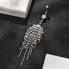 Alloy Crystal Rhinestone Dangle Curved Barbell Belly Rings AJEW-R007-04P-03-1
