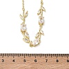 Brass Pave Cubic Zirconia Rose Flower Link Cable Chain Necklaces for Women NJEW-C121-05B-01G-5