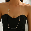 French Alloy Pave Clear Cubic Zirconia Hollow Geometric Oval Link Chain Long Necklaces for Women Party Casual QU7479-4